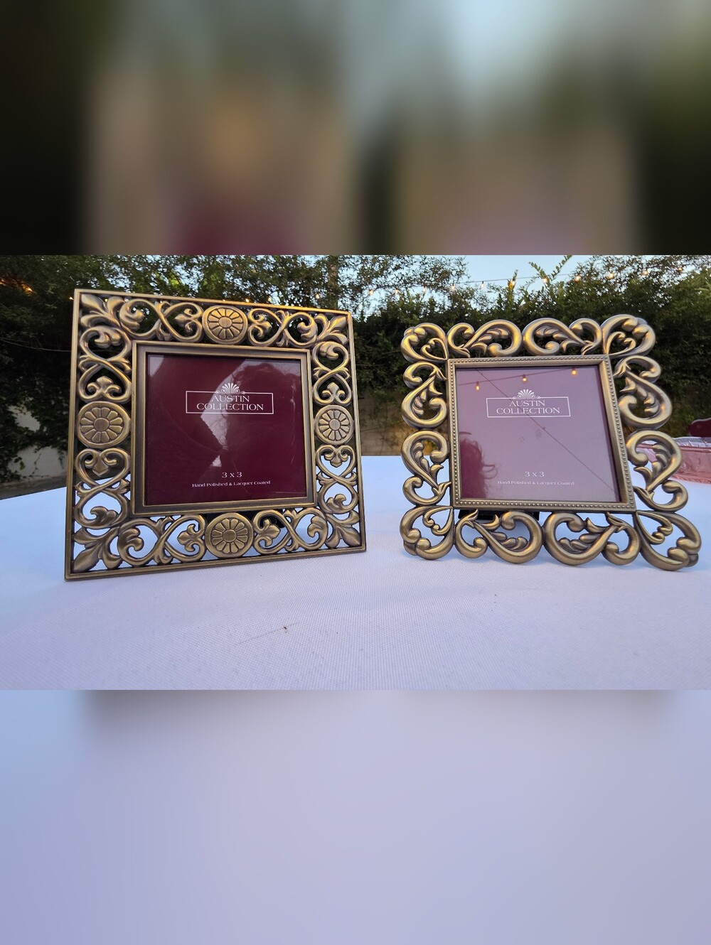 VTG Austin Collection Ornate Gold Metal 3x3 Picture Frames - Set of 2